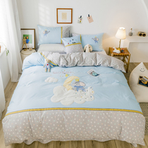 Cartoon Children Bed Four Pieces Of Pure Cotton All-cotton Home Textile Girl Bed Goods Three Sets Girls Bed Linen Quilt Cover 1 2m