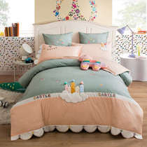 Girl Bed Four Pieces Of Pure Cotton Quilts With Hood Cartoon Princess Wind Crafts Embroidered Childrens Bed Accessories Three Sets