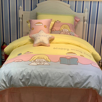 Full cotton Childrens four pieces of pure cotton yellow girl Princess Wind girl quilt cover bed linen bed bedding 1 2 1 35