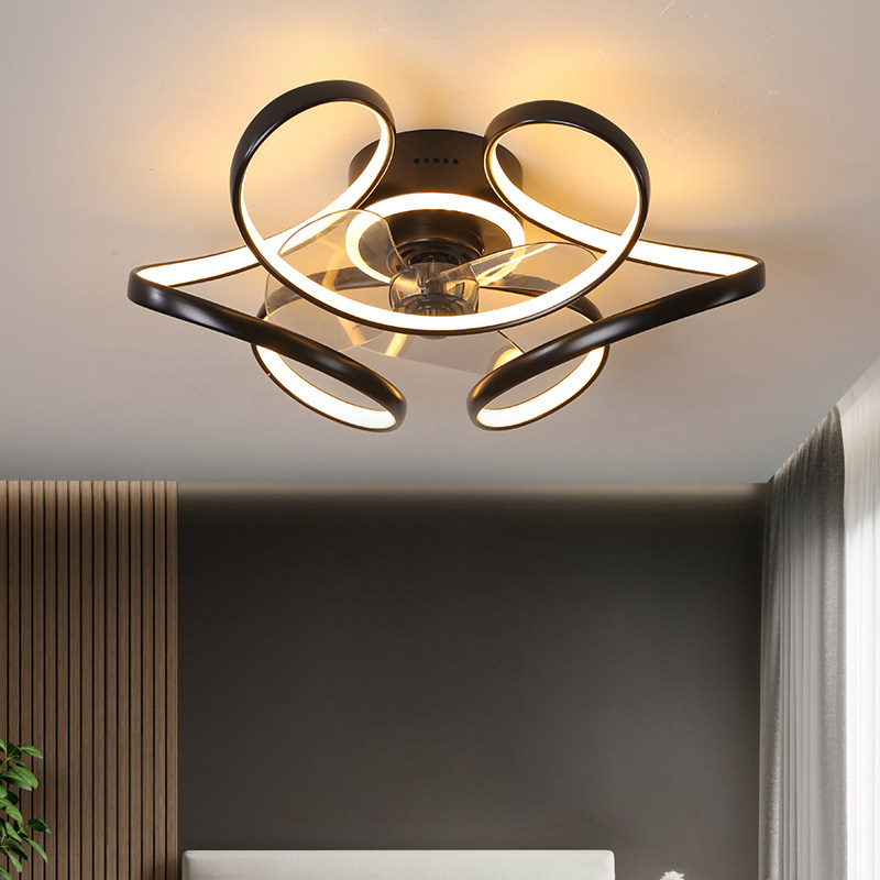 Nordic creative ceiling fan light ultra thin invisible restaurant ceiling electric fan lamp bedroom ceiling lamp fan integrated