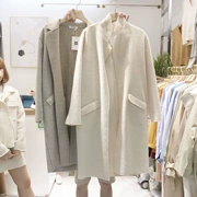 Hàn Quốc ulzzang mùa thu và mùa đông mới khí đơn giản áo len dài áo khoác mỏng hai mặt