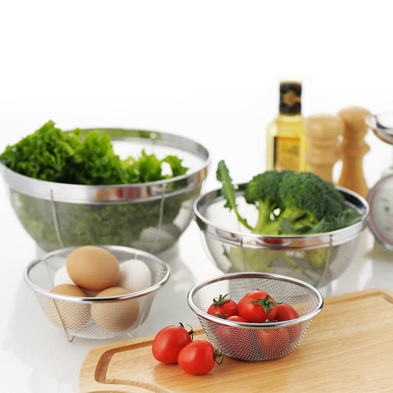 Japan Imports 304 Stainless Steel Naughty Basket Net Domestic Drain Basket Fruit Basin Wash Basin Drain Strainer Basin Suit