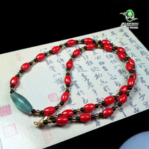Take a photo of the real thing wp1459 No bargaining Tibetan Qing Dynasty old fluorite lezi main bead clavicle necklace