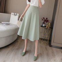 MAJE KARA long A- line dress skirt 2021 Spring Summer new high waist slim pleated skirt