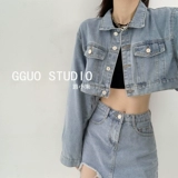 Джинсовая демисезонная ретро куртка для отдыха, короткий джинсовый лонгслив, европейский стиль, оверсайз