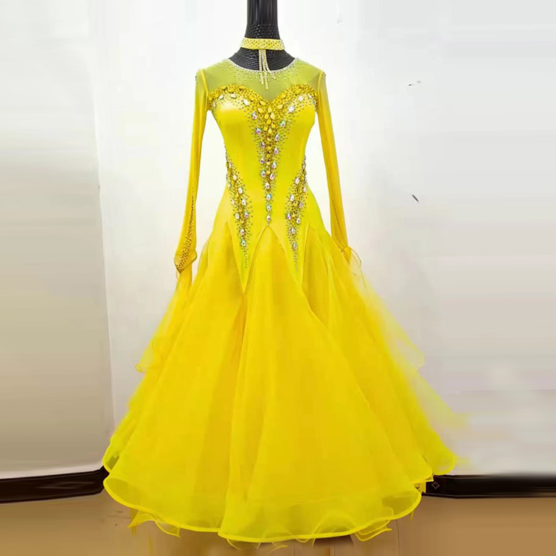 Tango competition skirt national standard dance performance dress waltz performance dress large swing skirt plus drill one-piece dress social dance competition skirt
