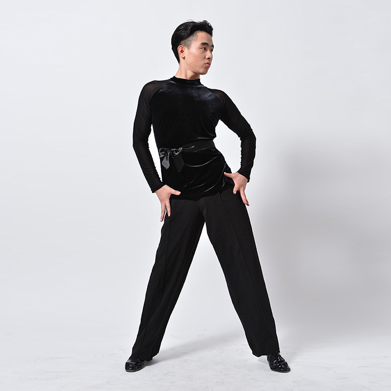 Pan's Dancing Dress Latin Dance Jacket T-shirt Velvet with Spandex Net Training Dress Performance Dress Competition Dress