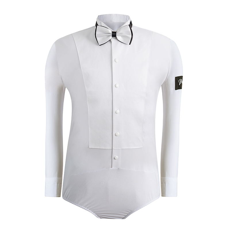 Modern dance waltz dress tuxedo suit shirt with wings collar with bow tie cufflinks