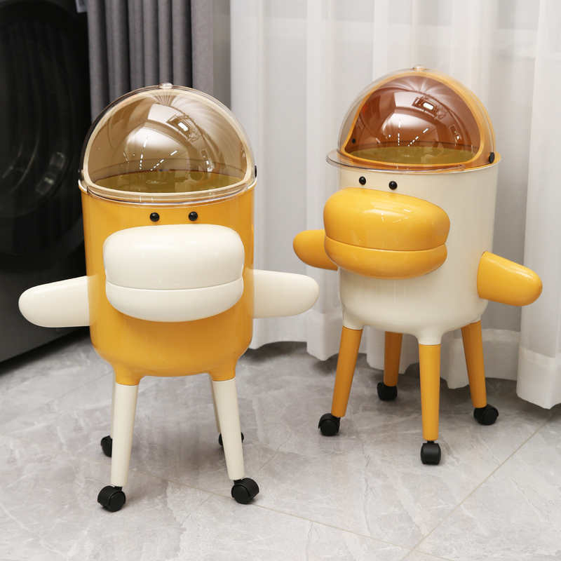 Cartoon Trash Can for Home Use in the Living Room, Light Luxury, High-End, New Model, High Aesthetic Value, Creative, for Bedroom and Kitchen, Large Size with Lid, Wastebasket