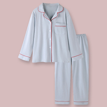 (Soft) Japanese-style simple Japanese cotton couple pajamas womens spring and autumn models 2021 new mens home clothes