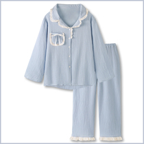 sunny JAMA spring and autumn womens long sleeve cotton gauze trousers new home wear autumn student suit