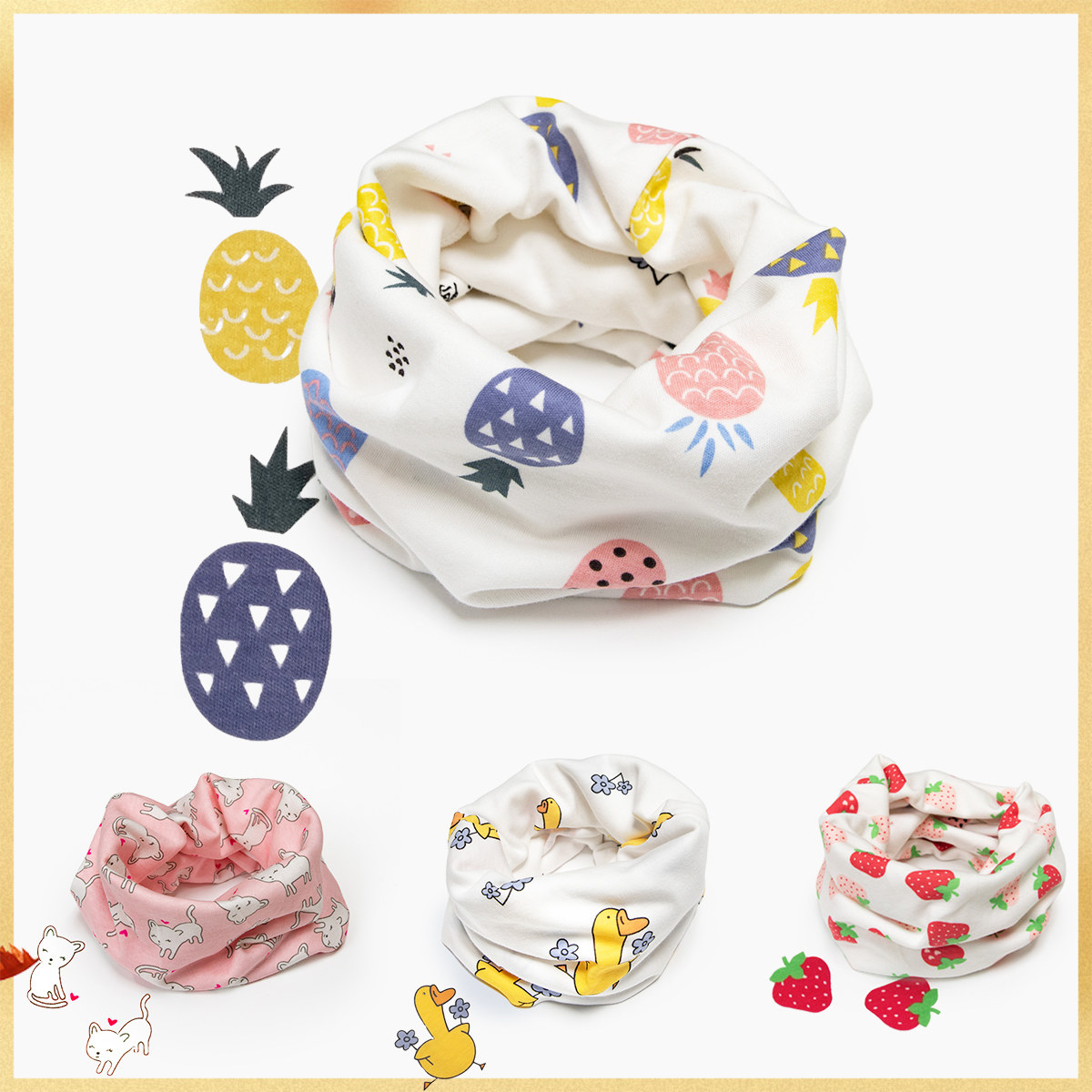 2 dress blueberries baby pure cotton surrounding neck autumn winter fashion Korean version warm men and women children neck sleeves scarves