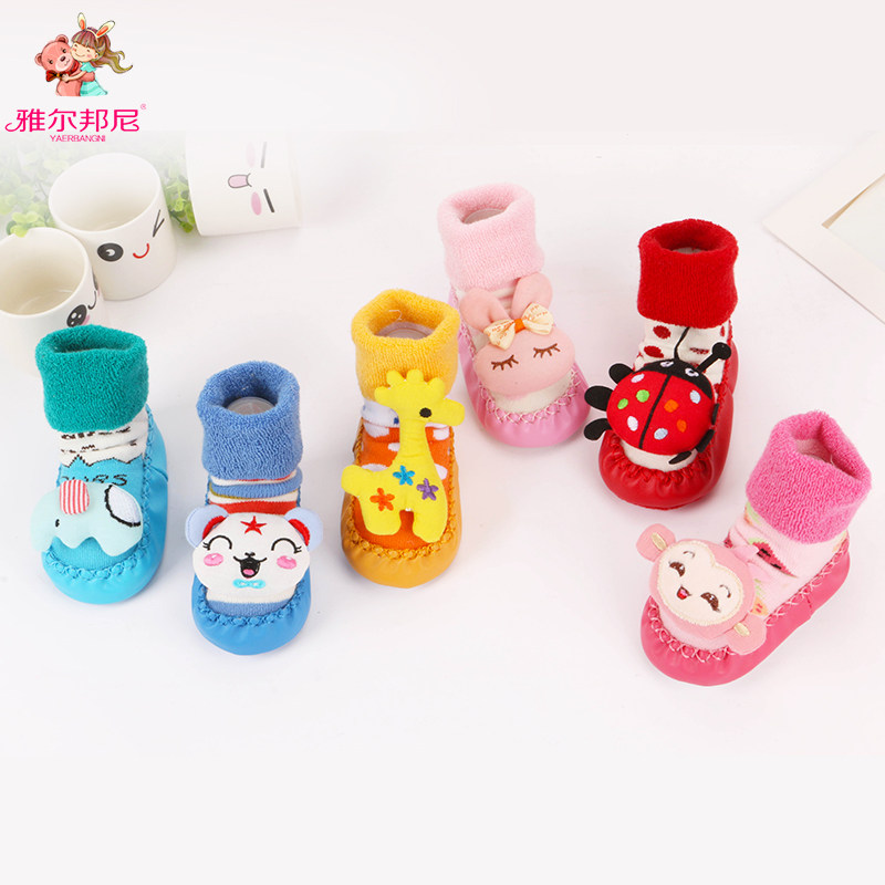 Clear Barn Autumn Winter Thickened Floor Socks Infant Pure Cotton Socks Children Non-slip Matsu Baby Soft Learning Walking Shoes Socks