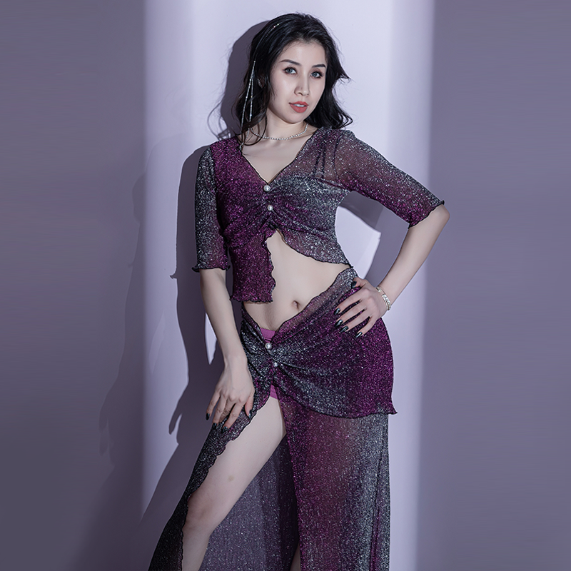 Magnificent solo show belly dance Fancy Pearl Long Edition Suit 2022 Spring Summer New Suit Dance Suit Oriental Dance