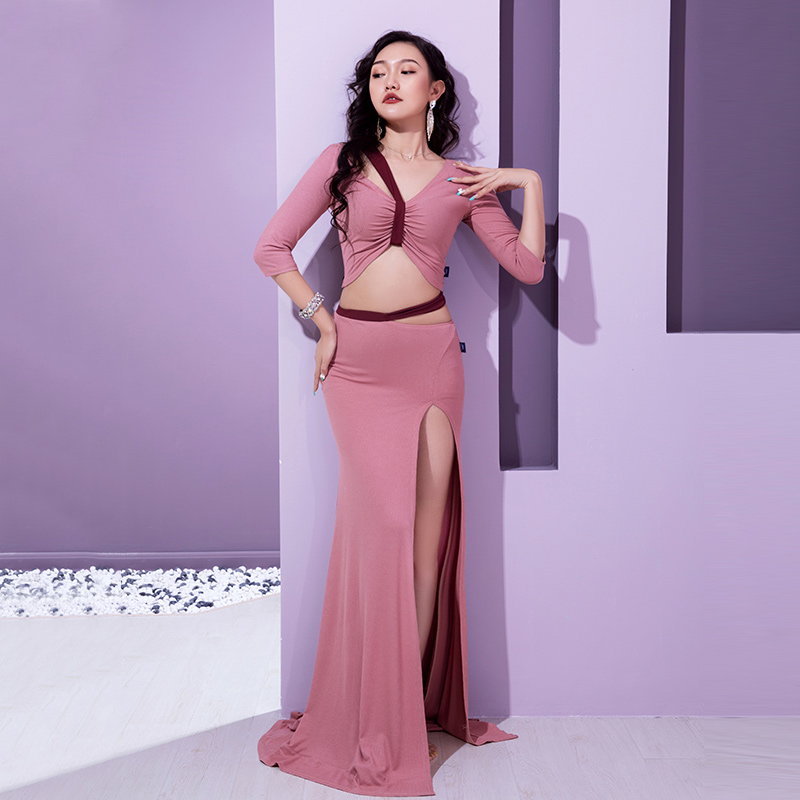 2022 belly leather dance practice Gongfu Spring and autumn new suit dress for the high-end performance Winter Oriental dance India