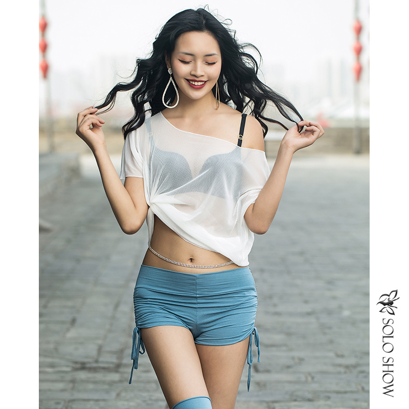 Magnificent Solo Show 2021 Spring Summer New Belly Dance Exercises Women Feel Short Sleeve Blouses Shorts Socks Dance Suit