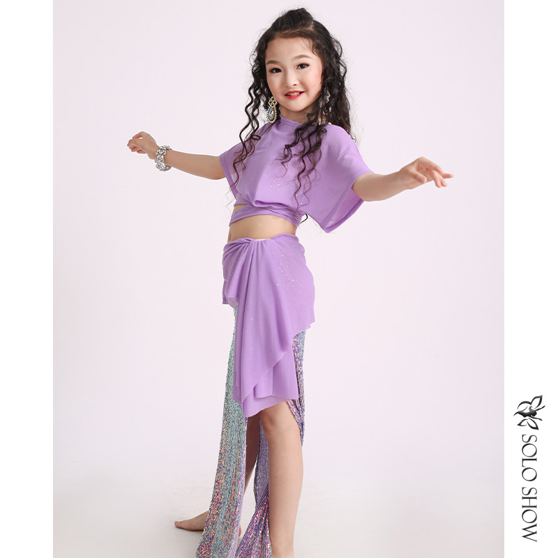 Magnificent solo show 2022 autumn and winter New products belly dance rehearses for children's water yarn blouses The walking show brightly coloured young children