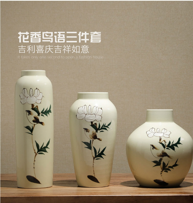 Jingdezhen hand - made ceramic vase furnishing articles of new Chinese style living room table museum, the home decoration decoration flower arranging