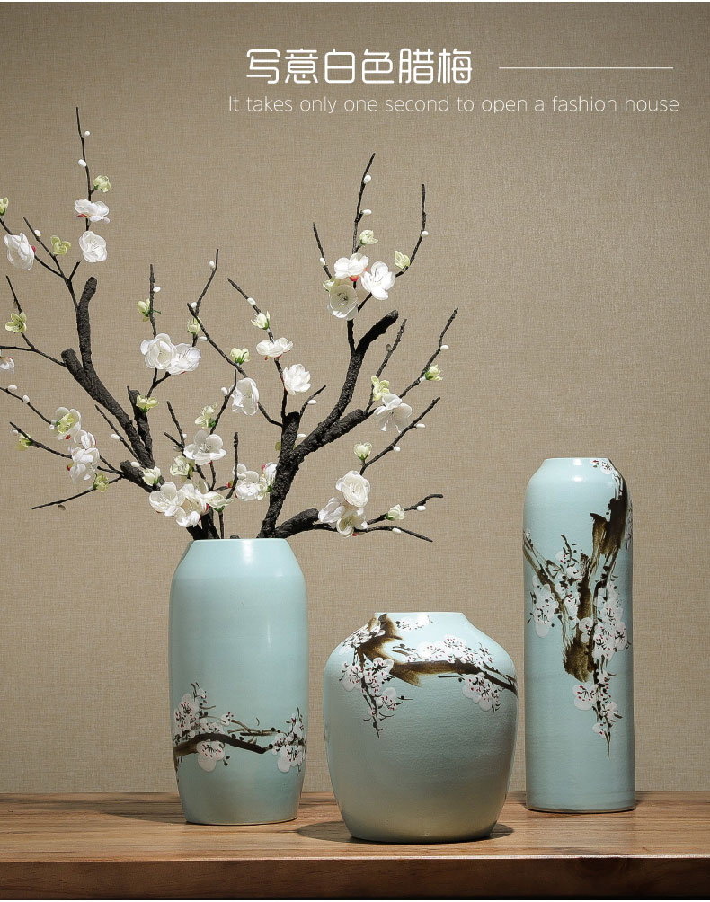 Jingdezhen ceramic vase furnishing articles table of new Chinese style decoration indoor living room TV ark, flower arranging dried flower decoration