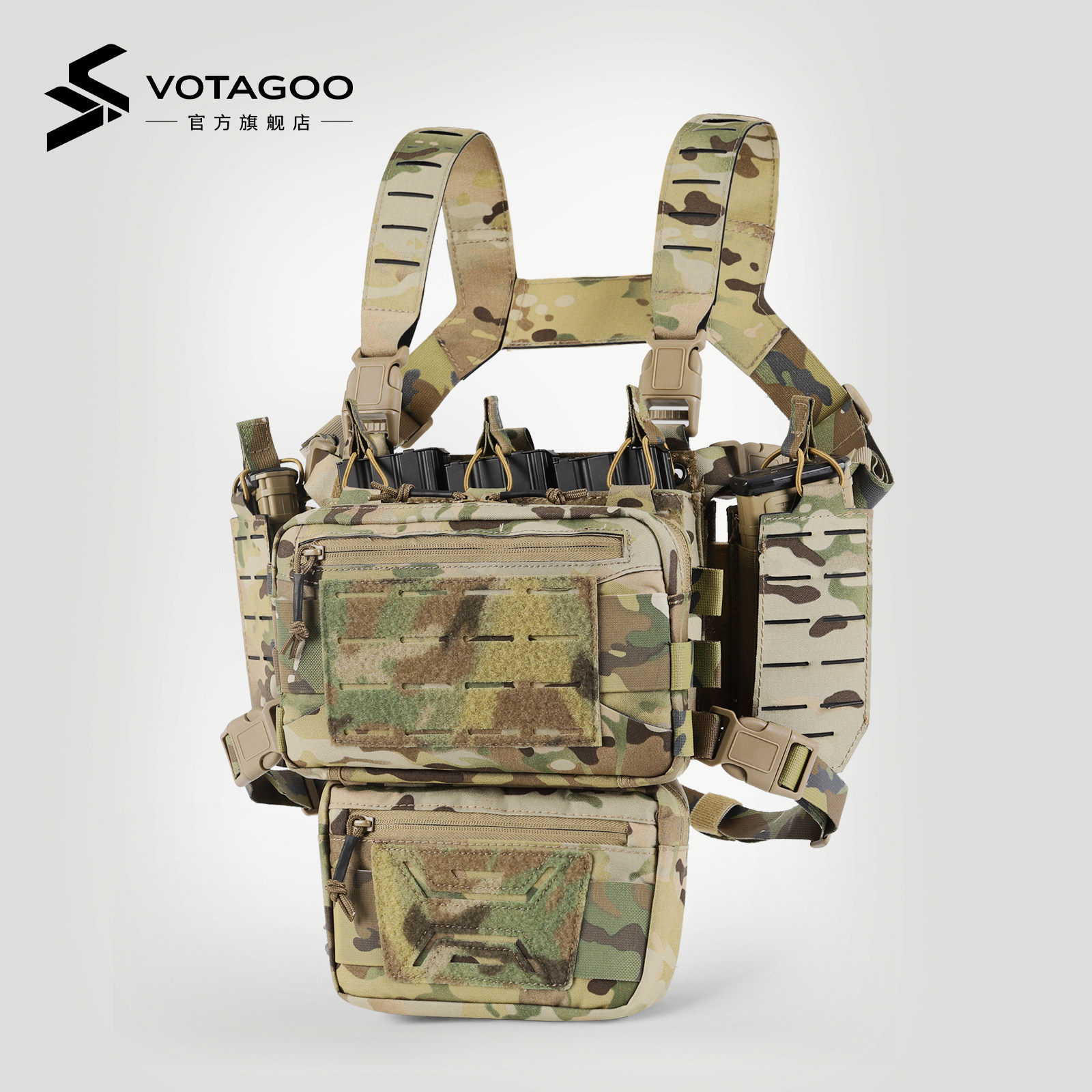 VOTAGOO 海豹突击MK4战术多功能可拓展挂载胸挂背心快拆附包 500D