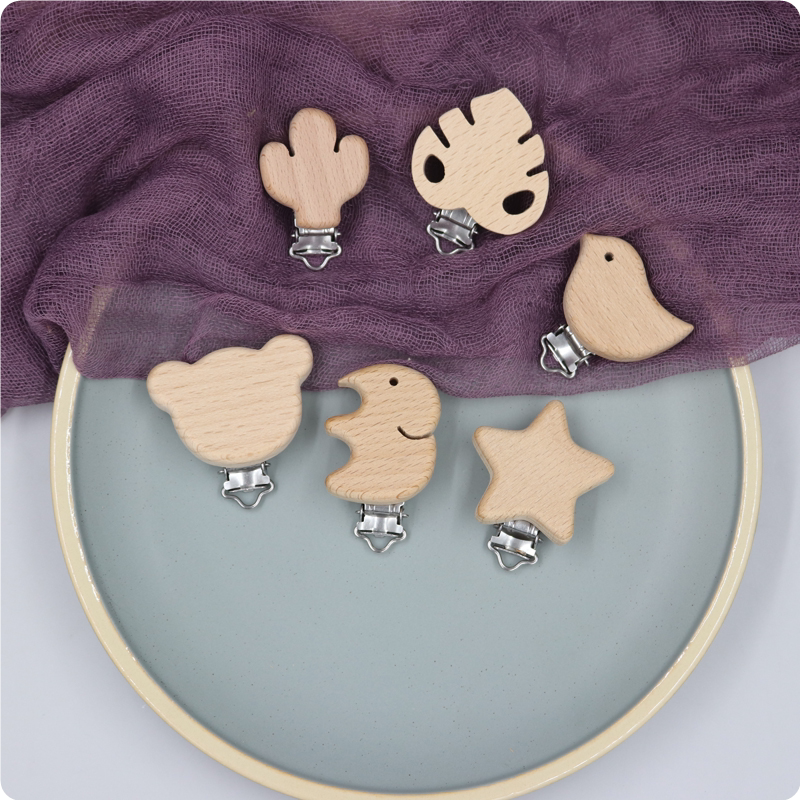 moonpie custom stainless steel pacifier clip Pentagon Clamp Animal Strap Clamp Clamp DIY material