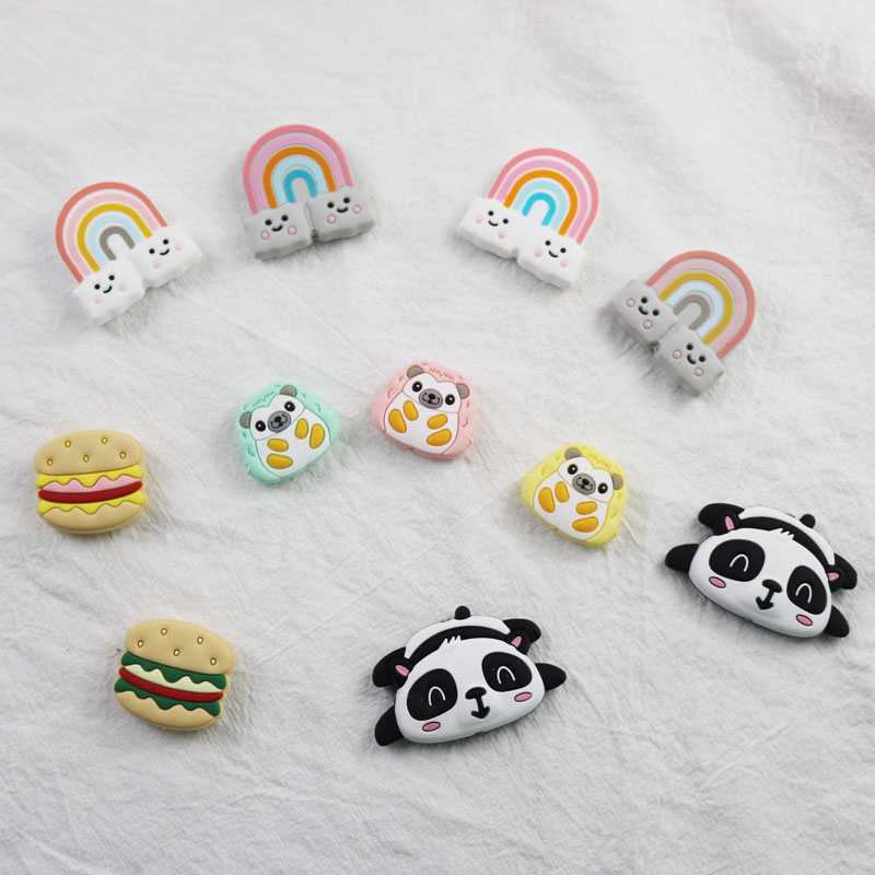 Hamburg Silicone Beads Panda Rainbow Baby Molar Beads Pacifier Chain Material Pack DIY Loose Beads