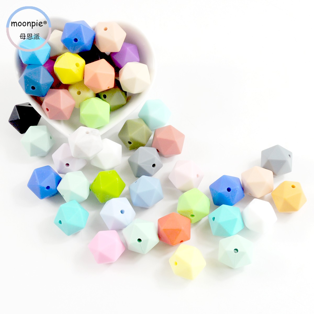 moonpie 20 face diamond shape silicone bead baby bites bead grinding tooth beads DIY pacifier chain bead G1