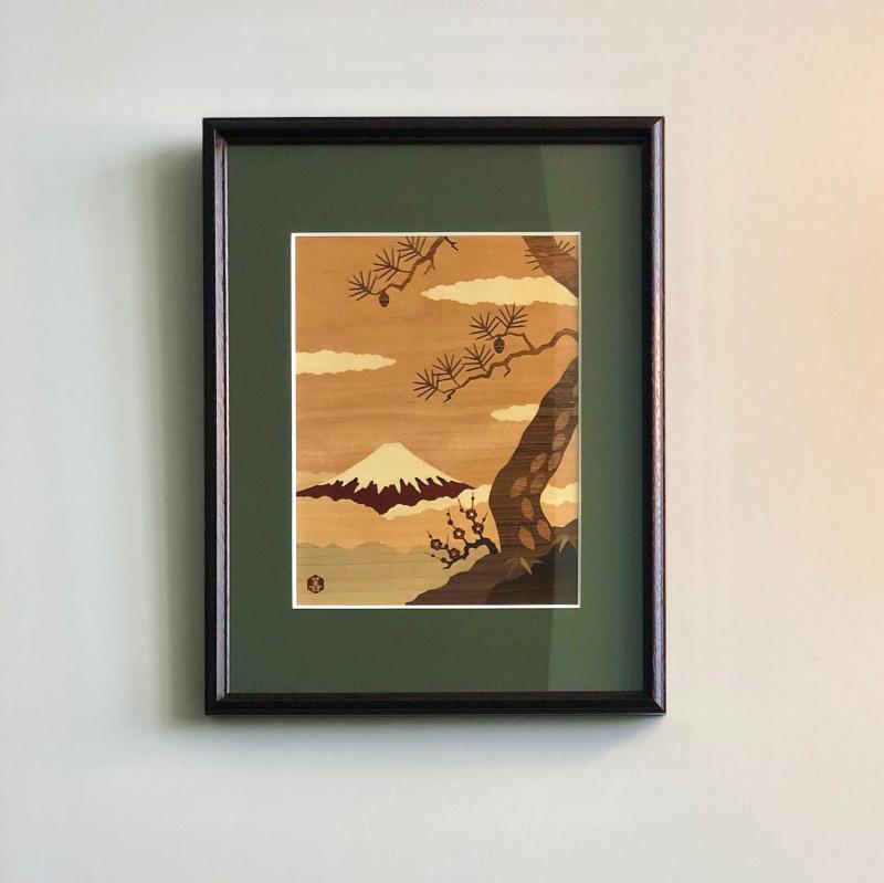 Japan Import Boxes Root Consignment Wood Fine Works Wood Inlaid Solid Wood Decorative Painting Living Room Creative Hanging Painting Ishikawa Good for Good