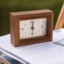 Japans new original imports LA LUZ cute solid wood rectangular table clock small desktop alarm clock