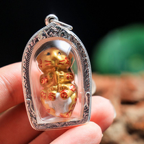 Thai amulet LP Yan LP Piao 2554 cat sterling silver shell necklace pendant