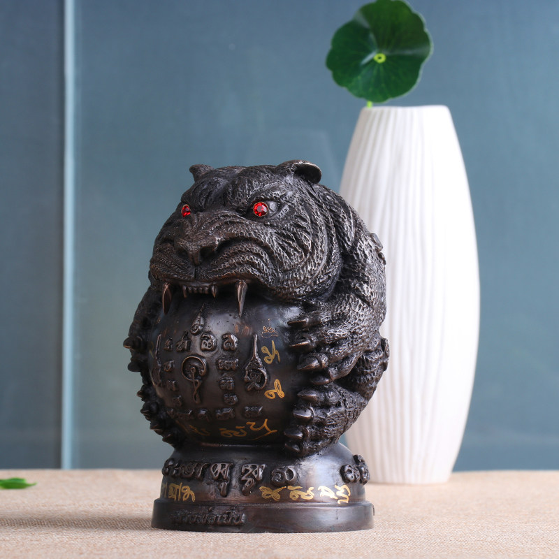 Thai Buddha Brand Dragon Po Ben San'an 2556 Tiger Holding Sugar Copper Home Furnishings Put in the office