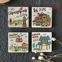 Mountain City Courtesy of Chongqing Shapainted Magnetic Magnetic Sticker Refrigerator Sticker Chongqing Tourist Souvenir Ventron Gift