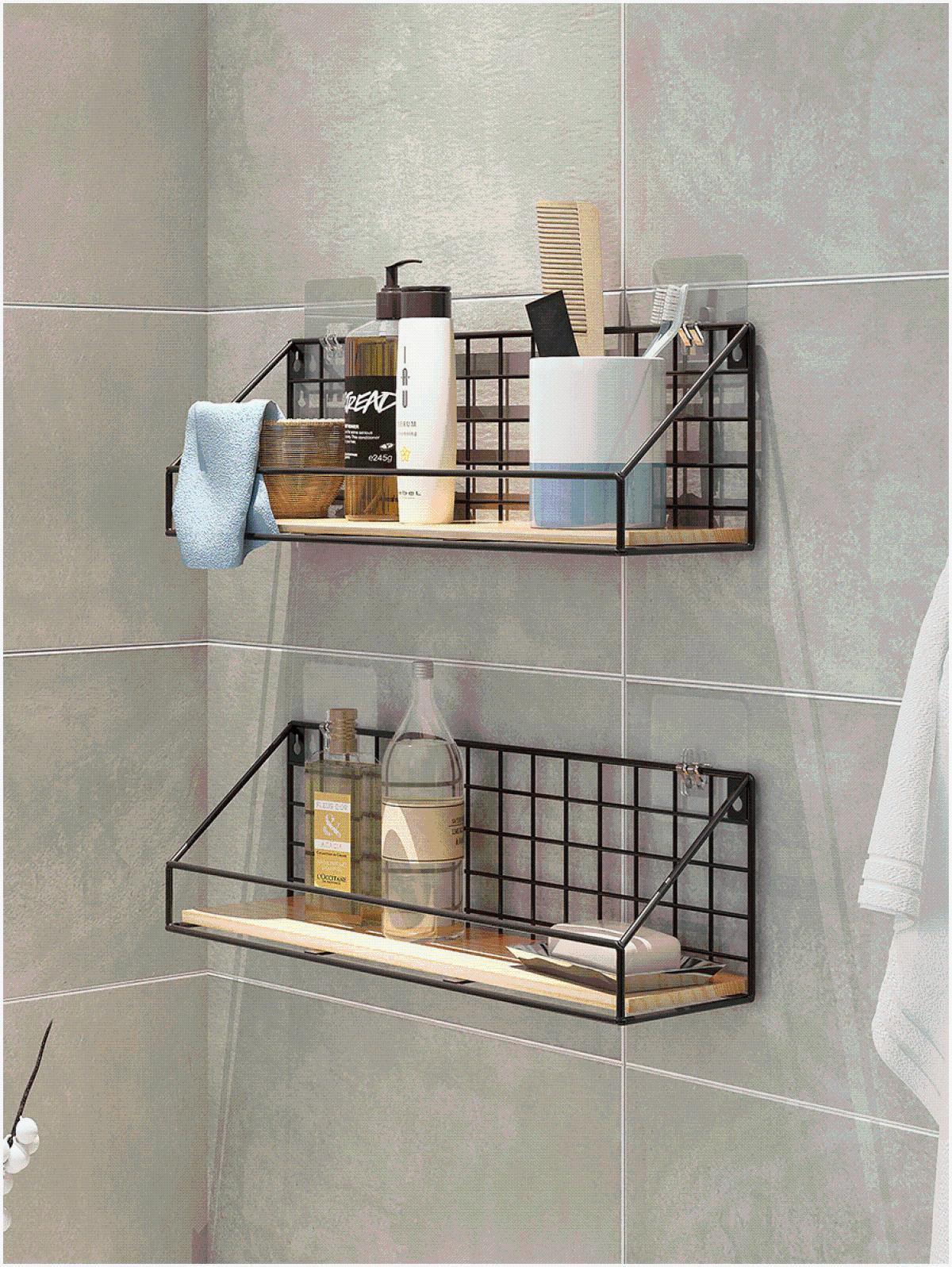 Strong Upper Rack Placed Home Suspension Plate Shelve Shelve Decorated Bathroom With Toothbrush Cup Free of perforated walls