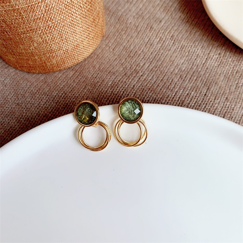 925 silver needle Korean round ear needle super fairy ear clip no ear hole ear clip design sense ear ornaments net red temperament