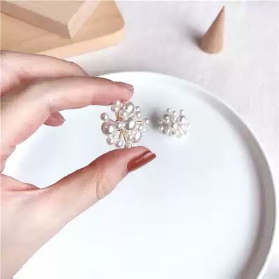 Mosquito coil ear clip super fairy pearl earrings design sense ear clip no pierced female Korean earrings painless net red ear needle