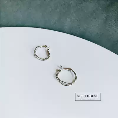 SUSUHOUSE design earrings Niche ring earrings Personality creative wild 925 silver needle ear clip no pierced ears