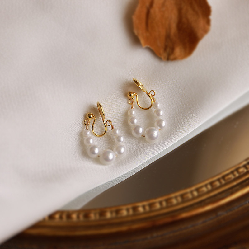 French niche pearl ear clip mosquito incense plate without ear hole female high-end long version earrings 2022 new spring