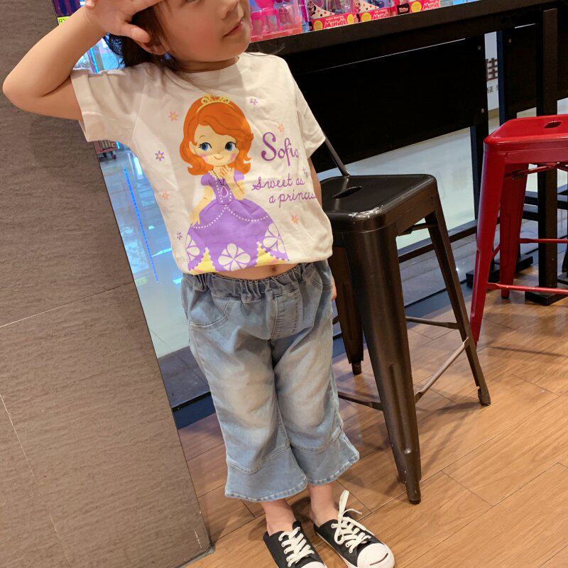 Clear Bunker Special Price Day Single Summer Girl Pure Cotton Cute Cartoon Princess Short Sleeve Round Collar Blouse With Half Sleeve Baby Thin-Taobao
