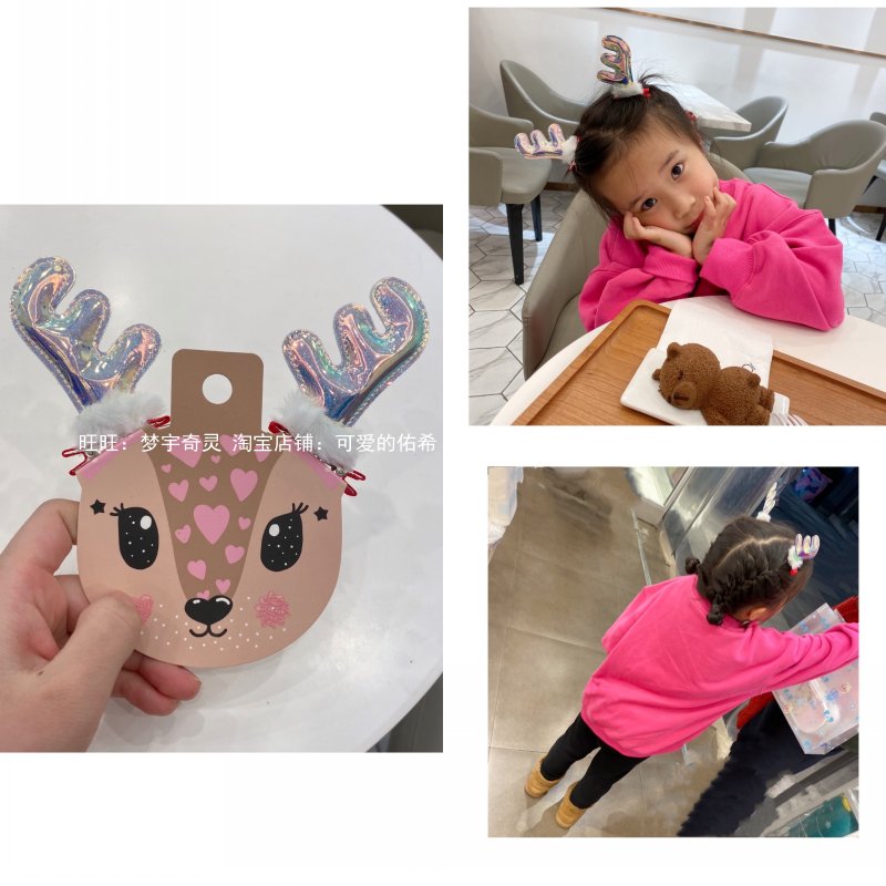 Export Japan Christmas Headdress Children's Hair Ornaments Christmas Hairpins Elk clip Christmas Gift Party Hairpins