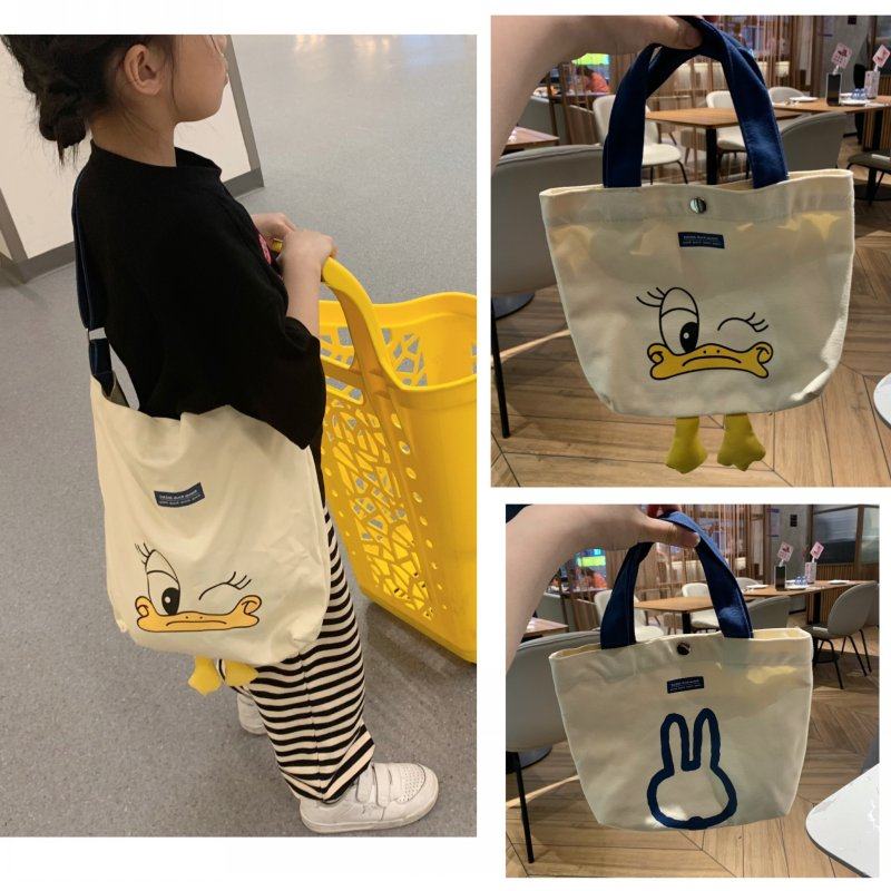 Korean version thickened cute cartoon three-dimensional duck handbag Messenger bag single shoulder canvas bag hand bag INS large bag 6