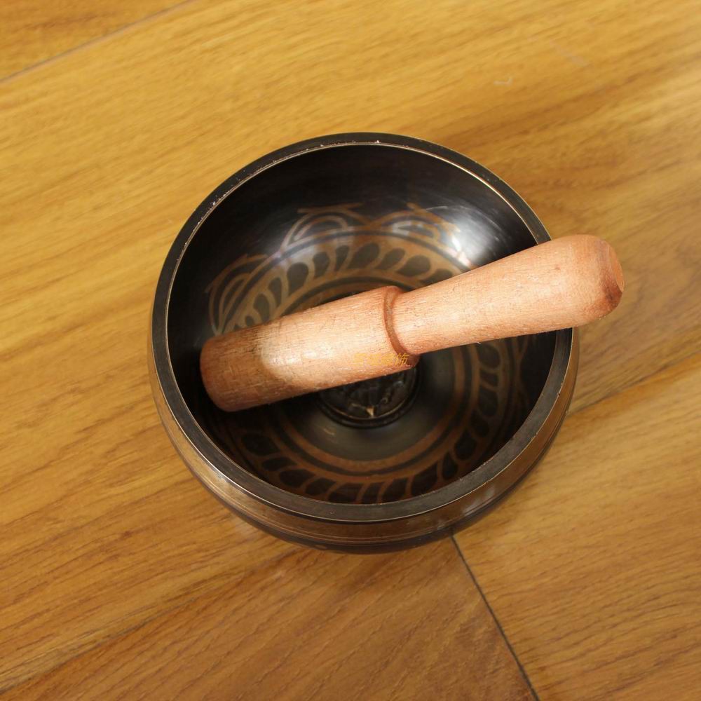 Tibet Lhasa Nepal ornament handmade with wooden baton handicraft Eight-tone bowl Yoga bowl Bowl Brass-Taobao