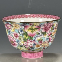 Qing Qianlong enamel thousands of flowers tea cup classical antiques antique old objects ornaments decoration national trend gifts