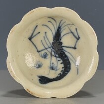 Antique porcelain supplies old goods Yuan Dynasty flower mouth blue and white shrimp interesting tea cup tea cup tea set hand cup