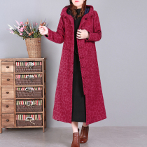 Clothes all Göger autumn winter new art retro jacquard cotton numb with cap thickened windcoat cardiovert jacket woman