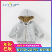 Cutebunny2018 cho bé mùa đông phong cách mới bé trai cộng với áo khoác nhung cho bé mùa đông áo len dày ấm áp