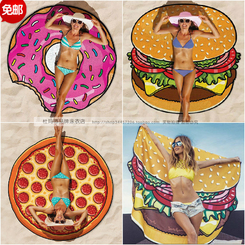 Beach Tourism Holiday Hamburg Watermelon Man Cotton Beach Towels Padded Cushion Swimsuit Sunscreen Wrap shawl Shoulder Table Cloth