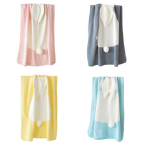INS long-eared rabbit blanket Cute cartoon blanket Childrens knitted blanket Thin four seasons baby baby hug blanket