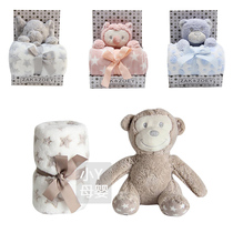 New cute cartoon doll with flannel blanket set with color box four seasons universal plush doll cover blanket