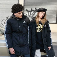 Adidas, пуховик подходит для мужчин и женщин, зимняя спортивная длинная толстовка с капюшоном, 2020, средней длины