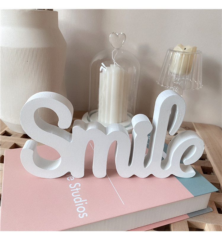Oknanahome ins домой белый улыбка письмо рабочий стол тумбочка smile деревянный украшение     